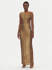 NORMA KAMALI Sukienka wieczorowa ST4243SQG69151 Złoty Slim Fit. Żółte sukienki Norma Kamali, l, bez wzorów, z syntetyku, wizytowe, bez kołnierzyka, bez ramiączek. Za 869.99 zł.