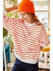 Olalook Bluza w kolorze biało-pomarańczowym rozmiar: M. Białe bluzy Olalook, m, bez wzorów, bez kaptura. Za 56.99 zł.