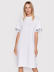 Lacoste Sukienka codzienna EF0107 Biały Relaxed Fit. Białe sukienki Lacoste, na co dzień, bez wzorów, z syntetyku, bez kołnierzyka, bez ramiączek, proste. Za 629.99 zł.