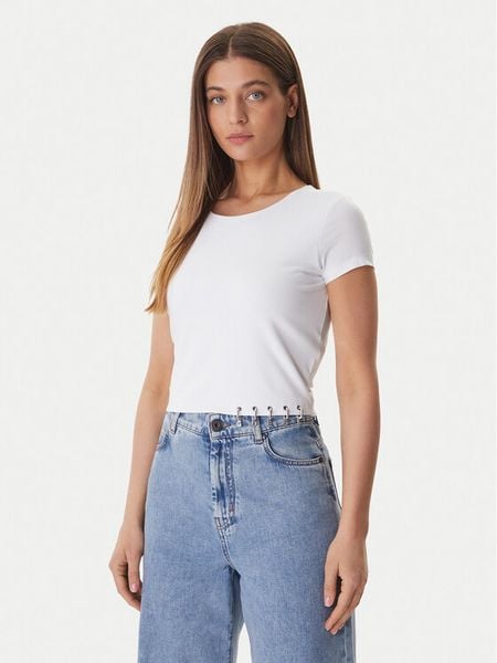 Guess T-Shirt W6GP11 K2933 Biały Regular Fit. Białe t-shirty Guess, xxl, z aplikacjami, z bawełny, bez kołnierzyka, bez ramiączek. Za 111.99 zł.
