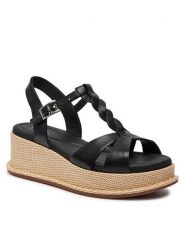 Clarks Sandały Kimmei Twist 26176391 Czarny. Czarne sandały Clarks, bez wzorów, ze skóry, bez obcasa, na koturnie, bez zapięcia. Za 499.99 zł.