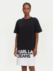 Karl Lagerfeld Jeans Sukienka codzienna A3W13005 Czarny Regular Fit. Czarne sukienki Karl Lagerfeld Jeans, na co dzień, m, bez wzorów, z bawełny, bez kołnierzyka, bez ramiączek, proste. Za 429.99 zł.