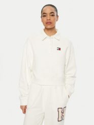 Tommy Jeans Bluza DW0DW19409 Biały Relaxed Fit. Białe bluzy Tommy Jeans, xl, bez wzorów, z bawełny, bez kaptura. Za 269.99 zł.