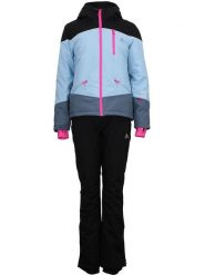 Peak Mountain 2-częściowy zestaw narciarski "Acorse" w kolorze niebiesko-czarnym rozmiar: M. Czarne kurtki sportowe Peak Mountain, m, bez wzorów, bez kaptura, narciarskie. Za 609.17 zł.