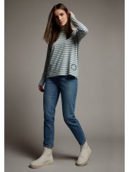 ELBSAND Koszulka "Tooske" w kolorze zielono-białym rozmiar: XL. Białe bluzki ELBSAND, xl, bez wzorów, bez kołnierzyka, bez ramiączek. Za 150.02 zł.