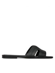 JENNY Klapki R25SS00543 Czarny. Czarne klapki Jenny, bez wzorów, z materiału, bez obcasa. Za 89.99 zł.