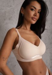 Beżowy Biustonosz Ozdobiony Przezroczystymi Wstawkami z Usztywnieniem Seanael. Brązowe biustonosze Renee, bez wzorów. Za 29.99 zł.