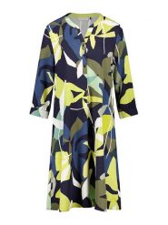 Gerry Weber Sukienka w kolorze żółto-granatowo-oliwkowym rozmiar: 38. Brązowe sukienki Gerry Weber, bez wzorów, bez kołnierzyka, bez ramiączek, midi. Za 276.95 zł.