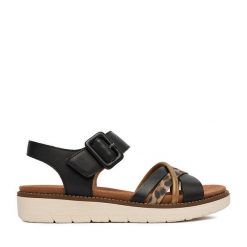 Sandały Remonte. Czarne sandały Remonte, bez wzorów, bez obcasa, na płaskiej podeszwie, bez zapięcia. Za 359.99 zł.