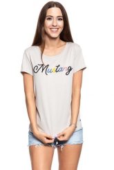 MUSTANG T SHIRT DAMSKI Alina C Print 1009824 4025. Brązowe t-shirty Mustang, s, bez wzorów, bez kołnierzyka, bez ramiączek. W wyprzedaży za 39.99 zł.