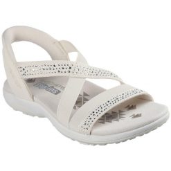Sandały damskie Skechers Reggae Slim Summer Sparkle. Brązowe sandały Skechers, bez wzorów, z materiału, bez obcasa, bez zapięcia. Za 490.00 zł.