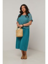 Curvy Lady Sukienka w kolorze morskim rozmiar: 44/46. Niebieskie sukienki Curvy Lady, na co dzień, bez wzorów, klasyczne, bez kołnierzyka, bez ramiączek, maxi, proste. Za 242.13 zł.
