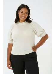 KAFFE curve Sweter w kolorze kremowym rozmiar: L. Brązowe swetry KAFFE curve, l, bez wzorów, bez ramiączek. Za 61.02 zł.