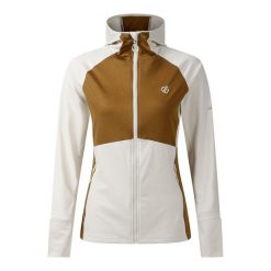 Damska bluza Evolving III z kapturem, elastyczna, w blokach kolorów. Niebieskie bluzy Dare 2b, l, bez wzorów, z materiału, z kapturem. Za 229.99 zł.