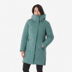 Parka turystyczna damska puchowa Quechua NH900 -20°C wodoodporna. Zielone parki QUECHUA, na zimę, xl, z puchu, sportowe, bez kaptura. Za 799.99 zł.