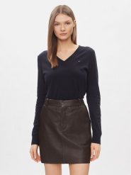 Tommy Hilfiger Sweter WW0WW42049 Granatowy Regular Fit. Niebieskie swetry TOMMY HILFIGER, xxl, bez wzorów, z bawełny, bez ramiączek. Za 269.99 zł.