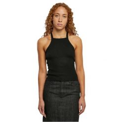 Damski dzianinowy cross-back tank top Urban Classics Rib. Czarne koszulki sportowe Urban Classics, bez wzorów, z dzianiny, bez ramiączek. Za 198.50 zł.