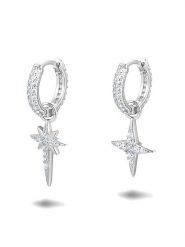 Eclat d'Argent Srebrne kolczyki-kreole z cyrkoniami rozmiar: onesize. Szare kolczyki Eclat d'Argent, z cyrkonią, srebrne. Za 180.49 zł.