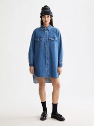 Scotch & Soda Sukienka dżinsowa w kolorze niebieskim rozmiar: 42. Niebieskie sukienki Scotch & Soda, bez wzorów, bez kołnierzyka, bez ramiączek, mini. Za 298.95 zł.