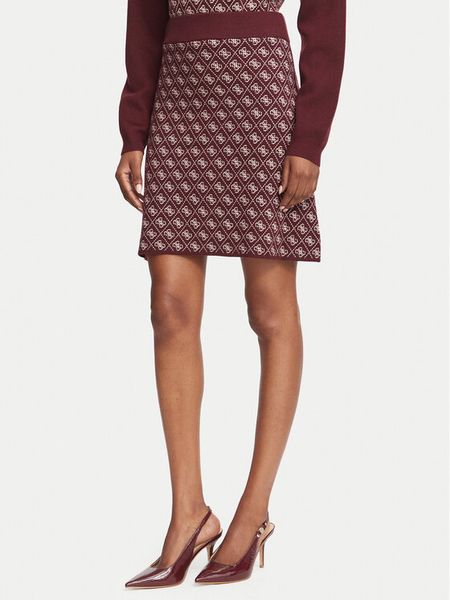 Guess Spódnica mini W5BD81 Z3JD2 Bordowy Slim Fit. Czerwone spódnice Guess, xxl, z aplikacjami, z syntetyku, mini. Za 294.99 zł.