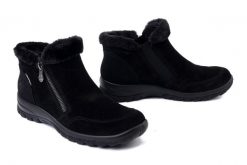 RIEKER TEX L7188-00 black, botki damskie. Czarne botki Rieker, bez wzorów, z gumy, bez obcasa, bez zapięcia. Za 339.92 zł.