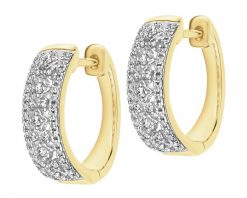 Kolczyki z żółtego złota z diamentami - koła - 0,25 ct - próba 585. Żółte kolczyki Apart, z diamentem, złote. Za 5,290.00 zł.