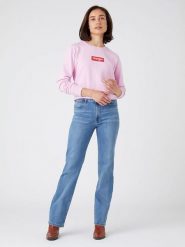 Wrangler Dżinsy - Regular fit - w kolorze błękitnym rozmiar: W27/L32. Niebieskie jeansy Wrangler, l, z aplikacjami, z podwyższonym stanem. Za 83.42 zł.