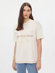 Calvin Klein Jeans T-Shirt Hero Monologo J20J222974 Écru Boyfriend Fit. T-shirty Calvin Klein Jeans, s, bez wzorów, z bawełny, bez kołnierzyka, bez ramiączek. Za 159.99 zł.