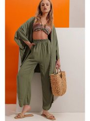 Trend Alacati 2-częściowy zestaw "Trend Alaçat Stili" w kolorze khaki rozmiar: onesize. Brązowe swetry Trend Alacati, bez wzorów, z bawełny, bez ramiączek. Za 91.99 zł.