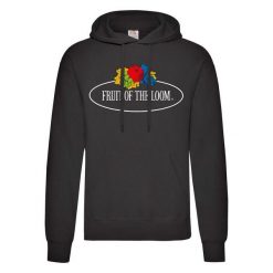 Damska Bluza Z Kapturem Z Nadrukiem Klasycznego Logo W Stylu Vintage. Czarne bluzy FRUIT OF THE LOOM, s, bez wzorów, z kapturem. Za 114.99 zł.