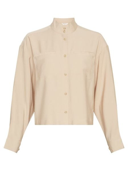 MOSS COPENHAGEN Bluzka w kolorze beżowym rozmiar: XS/S. Brązowe bluzki Moss Copenhagen, s, bez wzorów, z wiskozy, klasyczne, bez kołnierzyka, bez ramiączek. Za 82.44 zł.