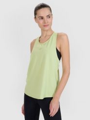 4F Top treningowy oversize szybkoschnący damski - zielony XS. Zielone topy 4f, xs, bez wzorów, bez kołnierzyka, bez ramiączek. W wyprzedaży za 59.99 zł.