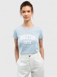 BIG STAR Koszulka w kolorze błękitnym rozmiar: M. Niebieskie bluzki Big Star, m, bez wzorów, z bawełny, retro, bez kołnierzyka, bez ramiączek. Za 27.99 zł.