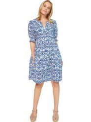 Heine Sukienka w kolorze błękitno-kremowym rozmiar: 44. Niebieskie sukienki Heine, bez wzorów, z wiskozy, bez kołnierzyka, bez ramiączek, midi. Za 91.77 zł.