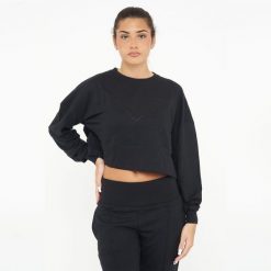 Krótka sportowa bawełniana bluza F ESSENCE czarna. Czarne bluzy LEGEA, l, bez wzorów, z bawełny, bez kaptura. Za 92.00 zł.