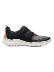 Clarks Skórzane sneakersy "Teagan Lace" w kolorze czarno-szarym rozmiar: 37. Czarne trampki Clarks, bez wzorów, bez zapięcia. Za 162.87 zł.