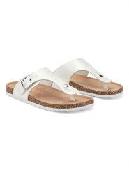 Inselhauptstadt Japonki w kolorze kremowym rozmiar: 40. Brązowe klapki Inselhauptstadt, bez wzorów, z otwartym noskiem, bez obcasa. Za 92.95 zł.