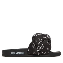 Klapki LOVE MOSCHINO. Czarne klapki Love Moschino, bez wzorów, bez obcasa. Za 439.99 zł.