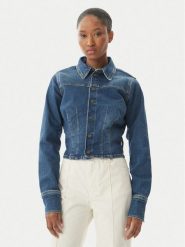 Guess Jeans Kurtka jeansowa W6RN84 D7251 Niebieski Classic Fit. Niebieskie kurtki Guess Jeans, xxl, z aplikacjami, z bawełny, bez kaptura. Za 366.99 zł.