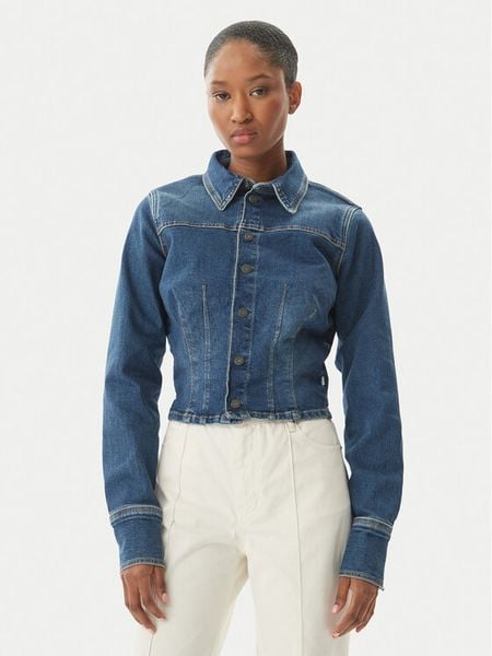 Guess Jeans Kurtka jeansowa W6RN84 D7251 Niebieski Classic Fit. Niebieskie kurtki Guess Jeans, xl, z aplikacjami, z bawełny, bez kaptura. Za 281.99 zł.