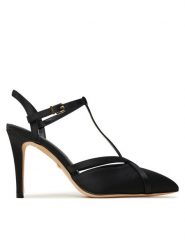 Guess Sandały 4BGZ30 7232A Czarny. Czarne sandały Guess, z aplikacjami, z materiału, bez obcasa, na szpilce, bez zapięcia. Za 549.99 zł.