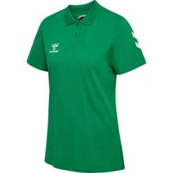 Damska koszulka polo Hummel Go 2.0 Chevron. Zielone koszulki polo Hummel, bez wzorów, bez kołnierzyka, bez ramiączek. Za 178.00 zł.