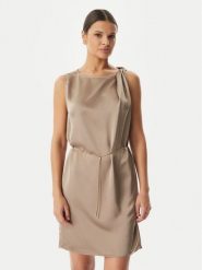 HUGO Sukienka koktajlowa Koberi 50566963 Brązowy jasny Regular Fit. Brązowe sukienki Hugo, bez wzorów, z syntetyku, wizytowe, bez kołnierzyka, bez ramiączek. Za 899.99 zł.