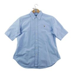 Koszule klasyczne damskie Slim Fit niebieskie. Niebieskie koszule RALPH LAUREN, l, bez wzorów, z jeansu, eleganckie, bez kołnierzyka, bez ramiączek. Za 207.36 zł.