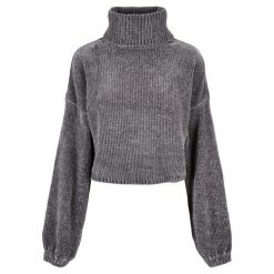 Bluza damska z golfem Urban Classics chenille (GT). Szare bluzy Urban Classics, bez wzorów, bez kaptura. Za 237.00 zł.