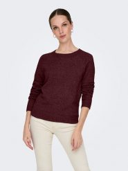 ONLY Sweter w kolorze bordowym rozmiar: XL. Czerwone swetry Only, xl, bez wzorów, bez ramiączek. Za 74.45 zł.