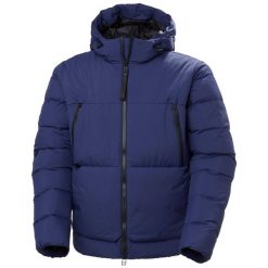 Kurtka z kapturem Helly Hansen W22 Arc. Niebieskie kurtki narciarskie Helly Hansen, bez wzorów, z puchu, z kapturem, narciarskie. W wyprzedaży za 1,884.00 zł.