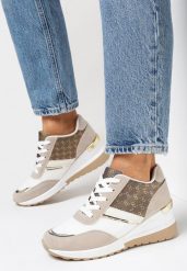 Ciemnobeżowe Sneakersy Galises. Brązowe obuwie sportowe Born2be, bez zapięcia. Za 89.99 zł.