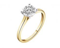 Pierścionek z żółtego złota z brylantami - 0,08 ct - próba 585. Żółte pierścionki Apart, z brylantem, złote. Za 2,990.00 zł.