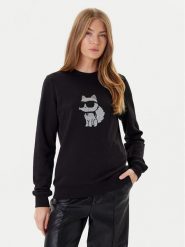 KARL LAGERFELD Bluza A3W20066 Czarny Regular Fit. Czarne bluzy KARL LAGERFELD, l, bez wzorów, z bawełny, bez kaptura. Za 959.99 zł.